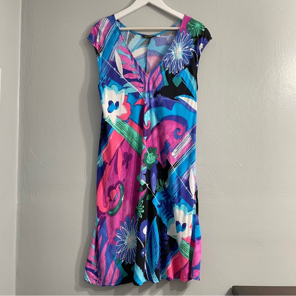 Jams World Barry Bayberry Dress Size L colorful sleeveless floral print - Picture 2 of 11
